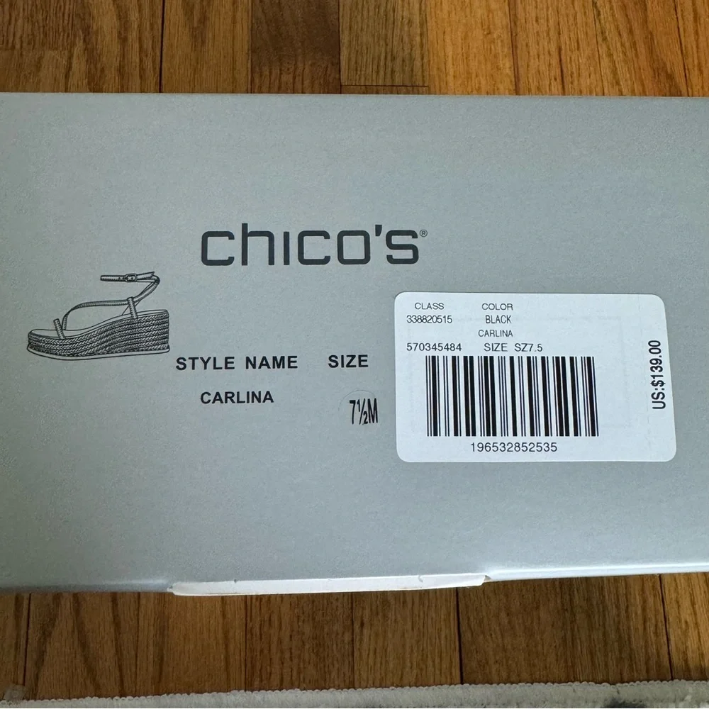 NWT Chicos Leather Wedge Espadrille Strappy Sandals / Heels! 7.5